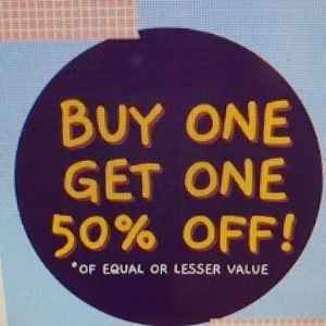 COPY - Sale 50% off the equal or lesser valued item!
